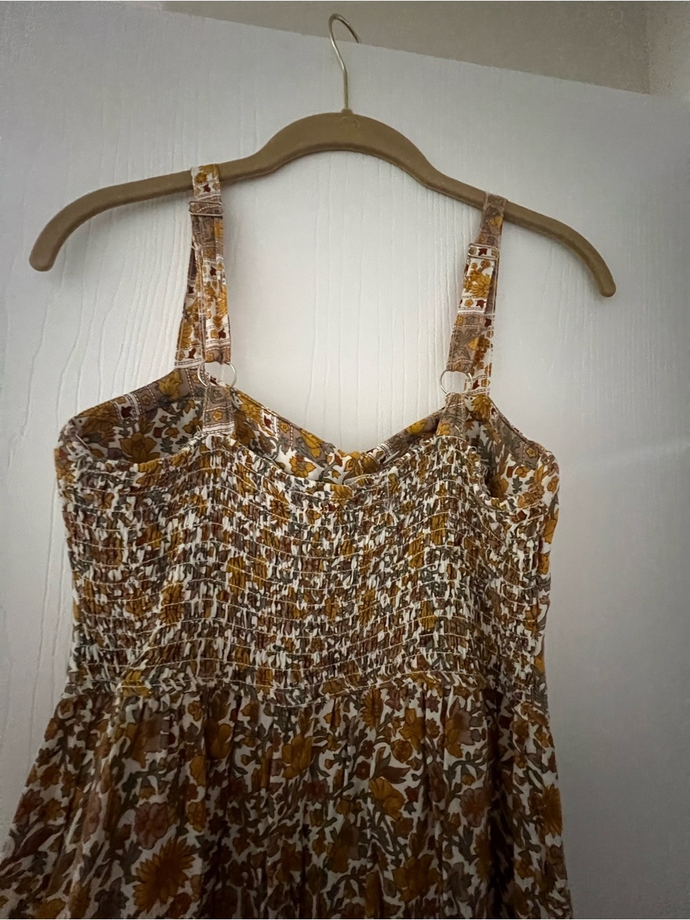 Floral Spaghetti Strap Maxi Dress in Mustard - Picture 4 of 6
